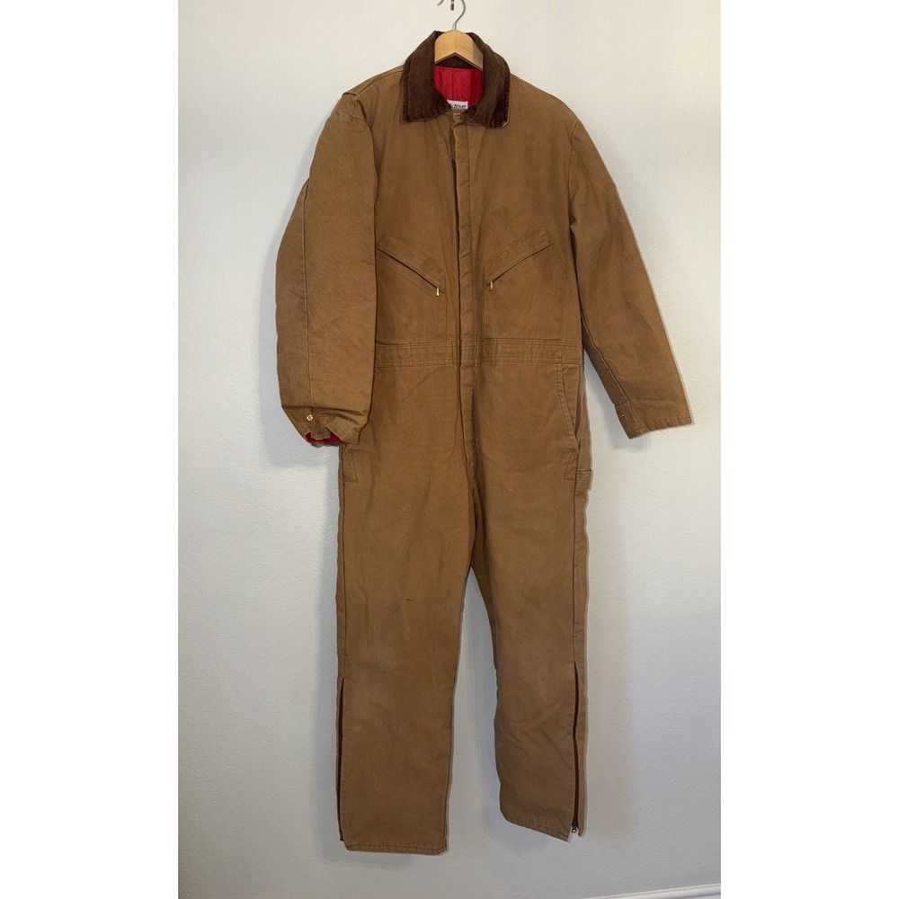 Vintage Walls Zero-Zone Insulated Duck Canvas Coveralls Brown Large USA Workwear